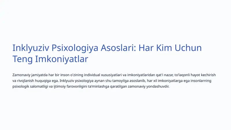 Inklyuziv Psixologiya Asoslari