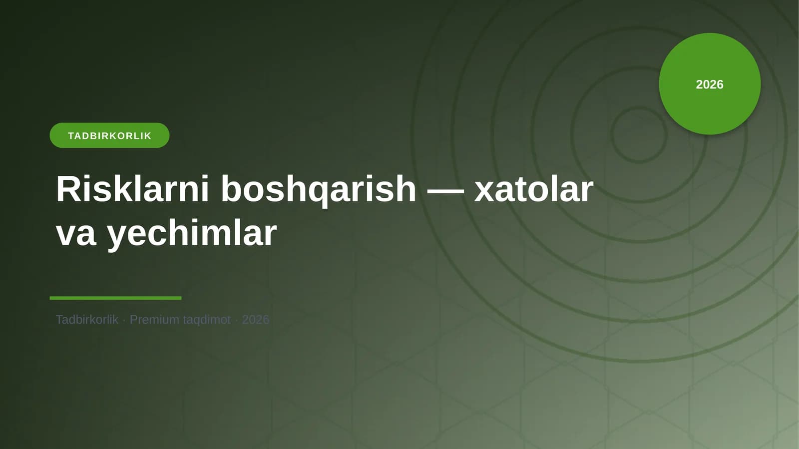 Risklarni boshqarish — xatolar va yechimlar
