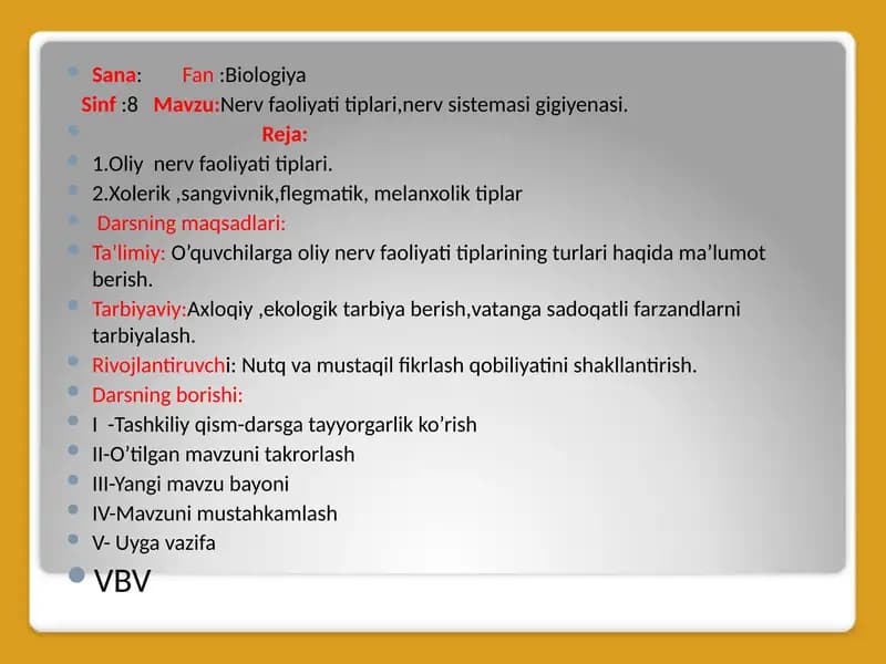 Nerv faoliyati tiplari