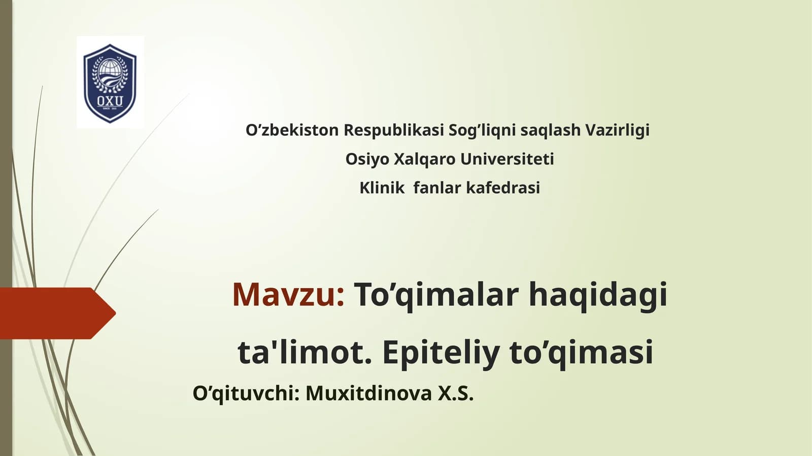 To’qimalar haqidagi ta'limot. Epitеliy to’qimasi