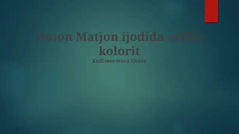 Omon Matjon Asarlaridagi Rang Simvolizmi
