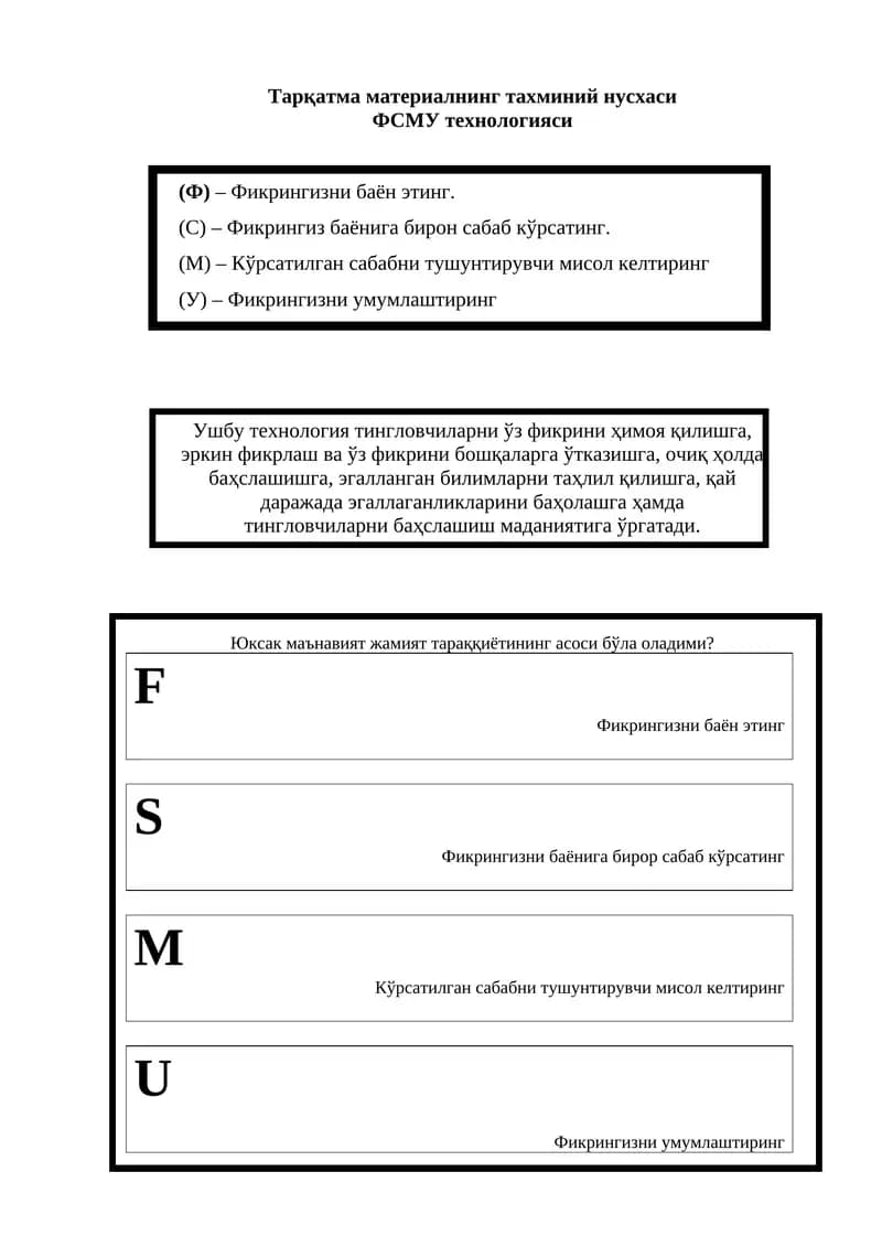 ФСМУ технологияси
