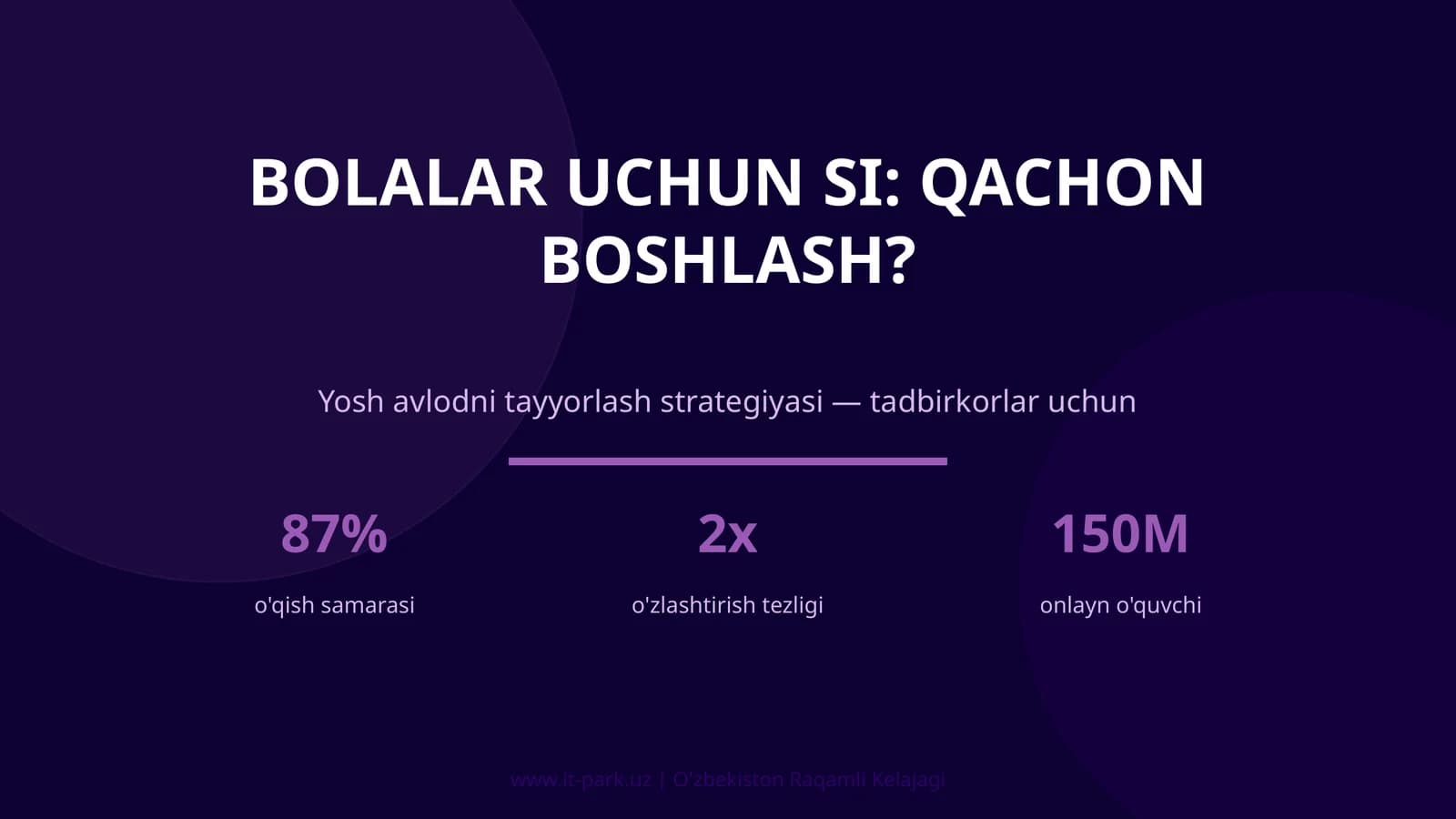 Bolalar uchun SI: QACHON BOSHLASH?
