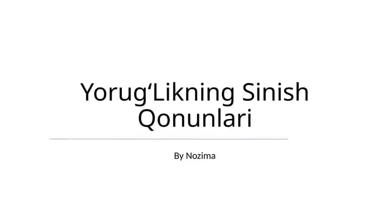 Yorug'likning Sinish Qonunlari