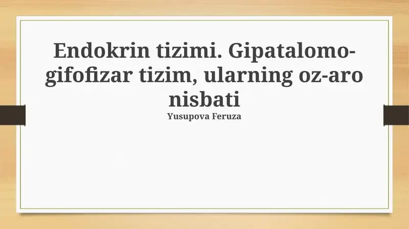 Gipotalamik-Gipofiz Tizimi