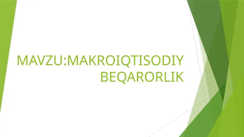 MAKROIQTISODIY BEQARORLIK