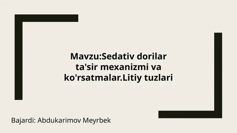 Sedativ dorilar tuzlari