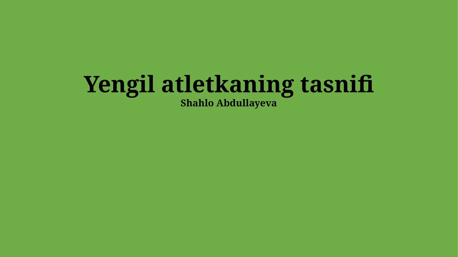 Yengil atletkaning tasnifi