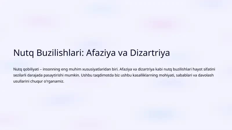 Nutq Buzilishlari: Afaziya va Dizartriya