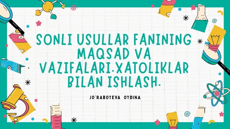 SONLI USULLAR FANINING MAQSADI