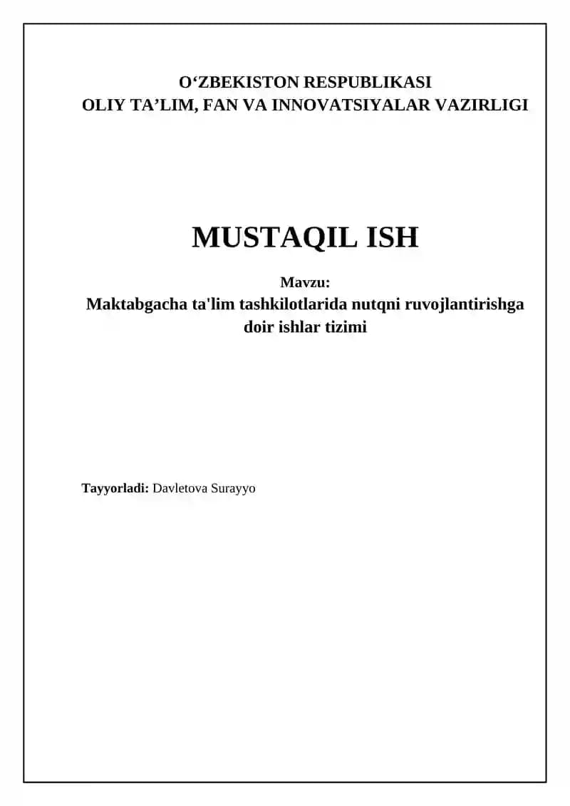 Nutq o'stirish metodikasi