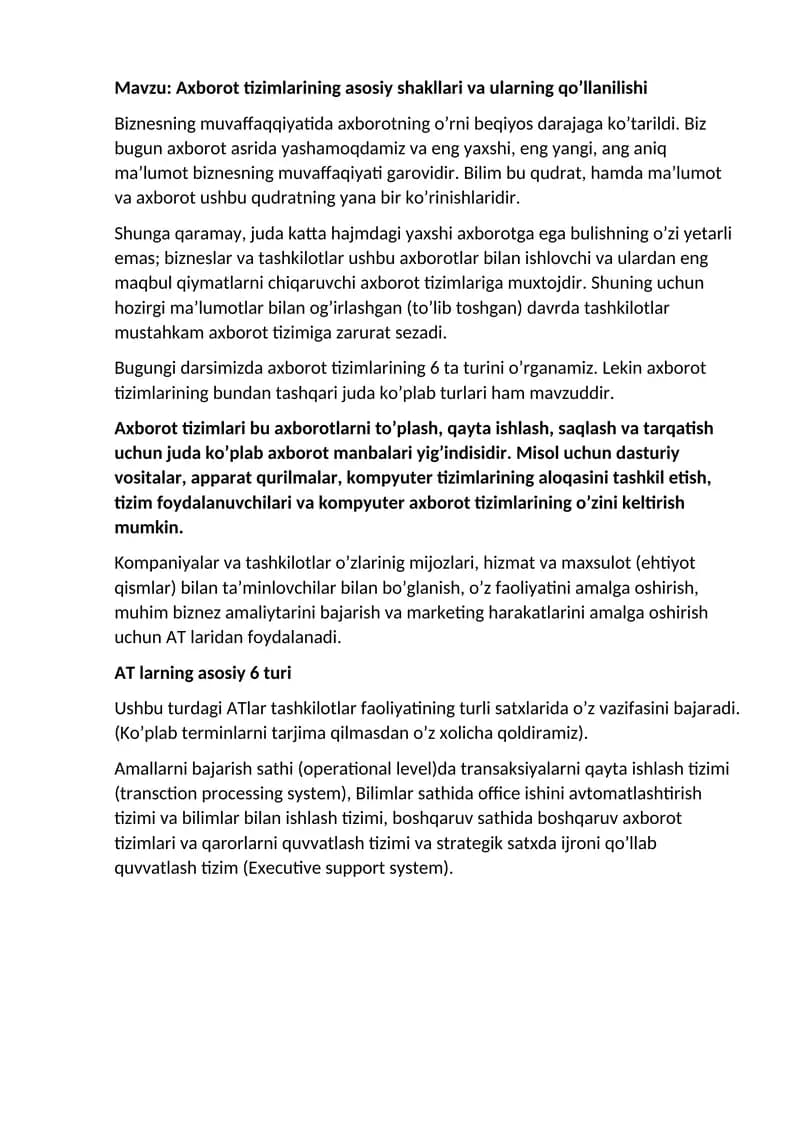 Axborot tizimlari