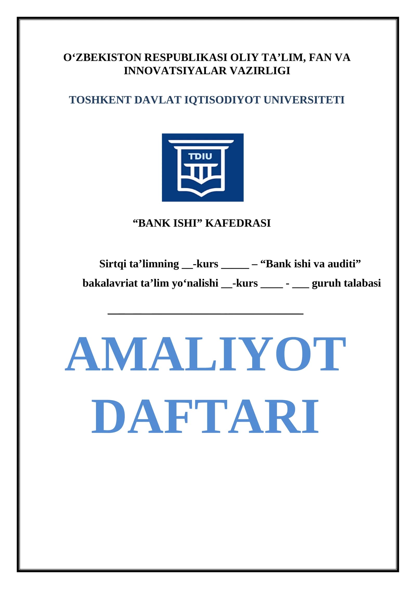 Xalq banki AMALIYOT DAFTARI