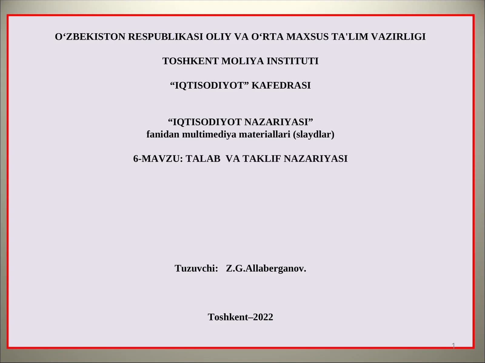TALAB VA TAKLIF NAZARIYASI