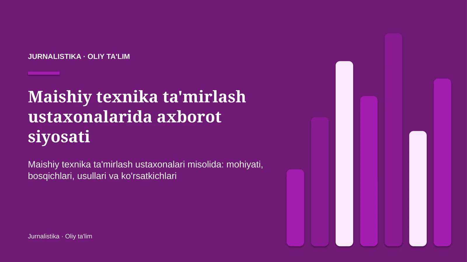 Maishiy texnika ta'mirlash ustaxonalarida axborot siyosati