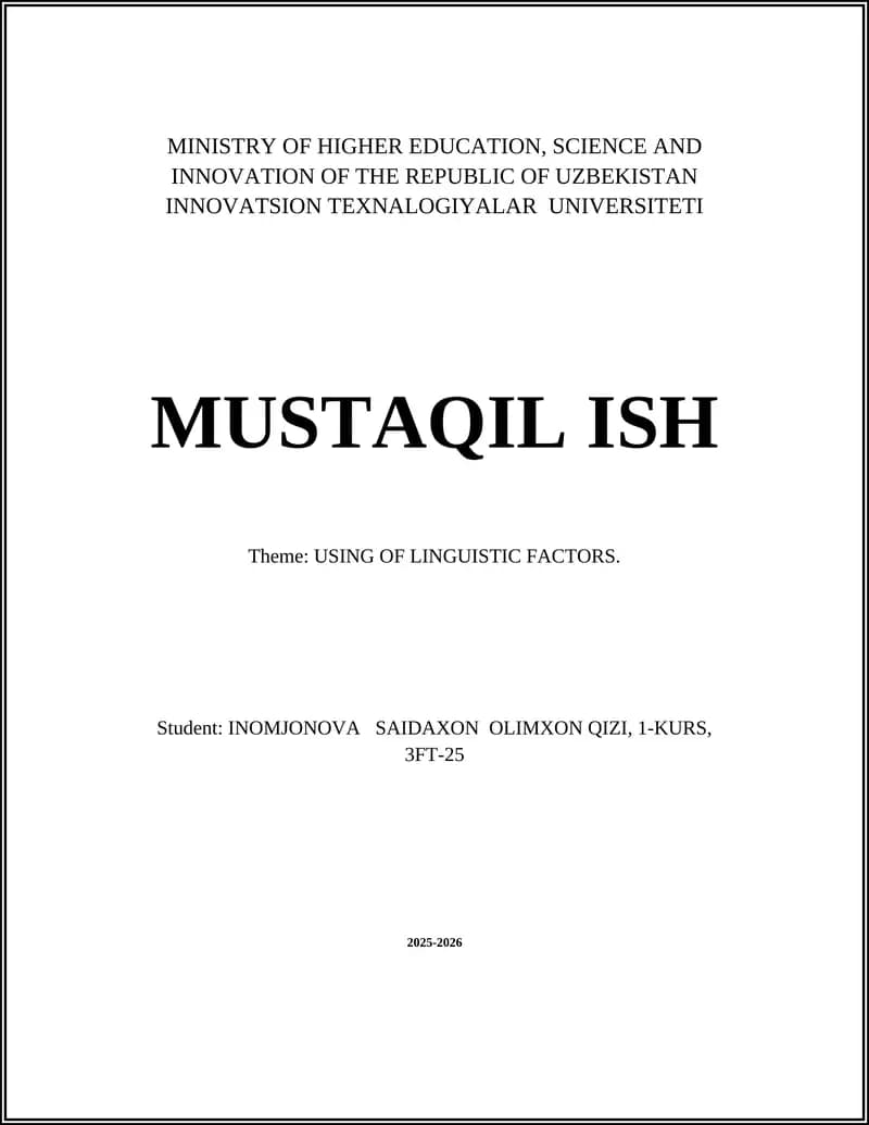 Using of Linguistic Factors