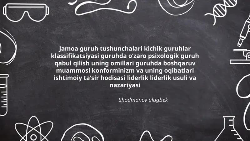 Jamoa guruh tushunchalari kichik guruhlar klassifikatsiyasi