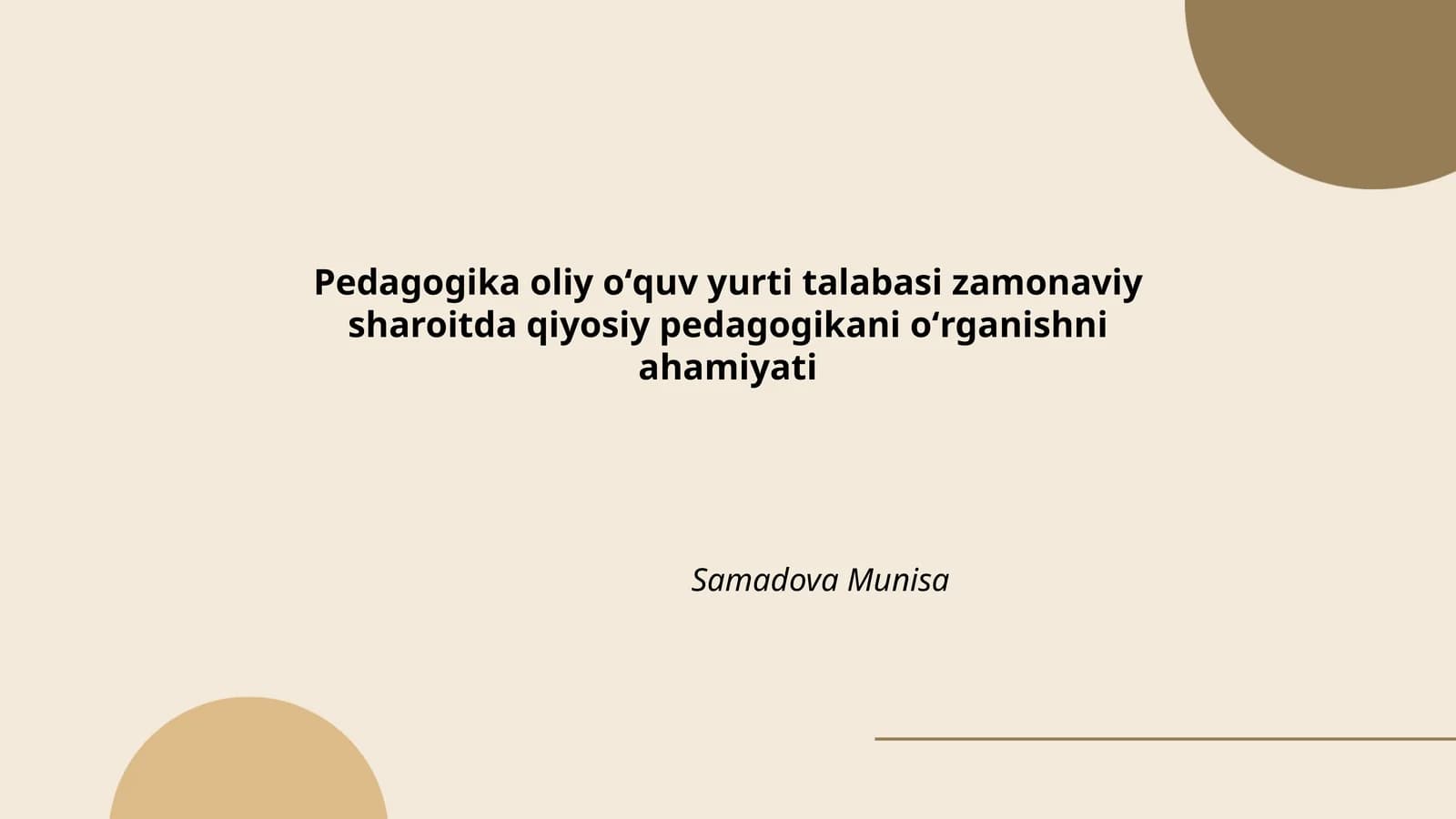 Pedagogika oliy oʻquv yurti talabasi zamonaviy sharoitda qiyosiy pedagogikani oʻrganishni ahamiyati