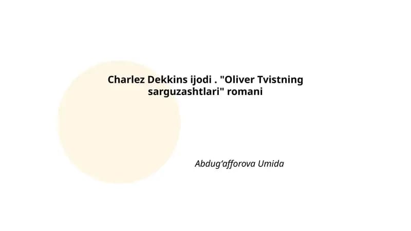"Oliver Tvistning sarguzashtlari" romani