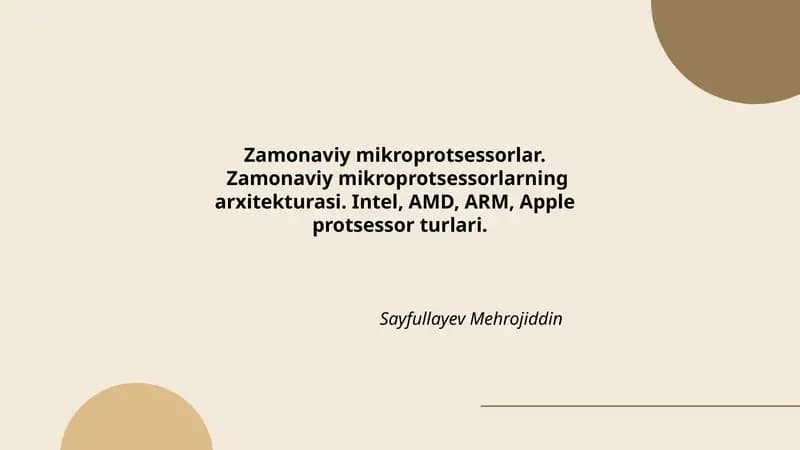 Zamonaviy mikroprotsessorlar