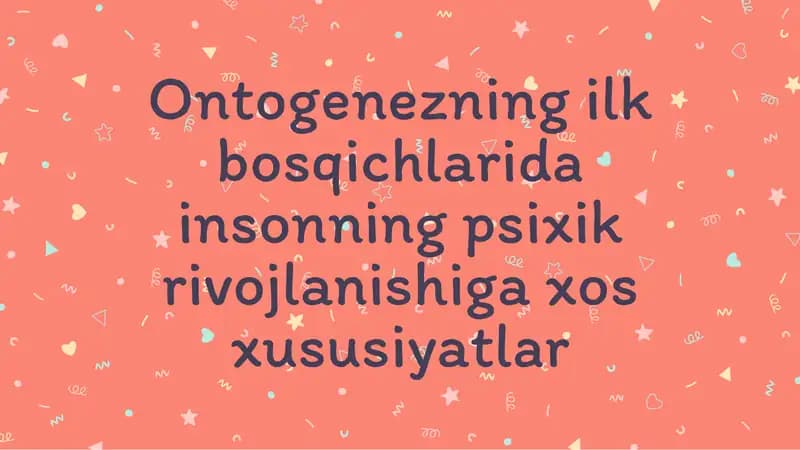 Insonning psixik rivojlanishi
