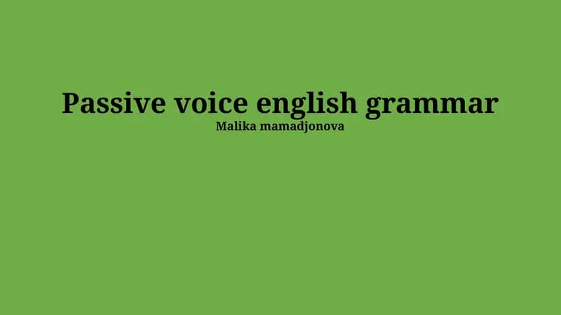 Passive voice english grammar
