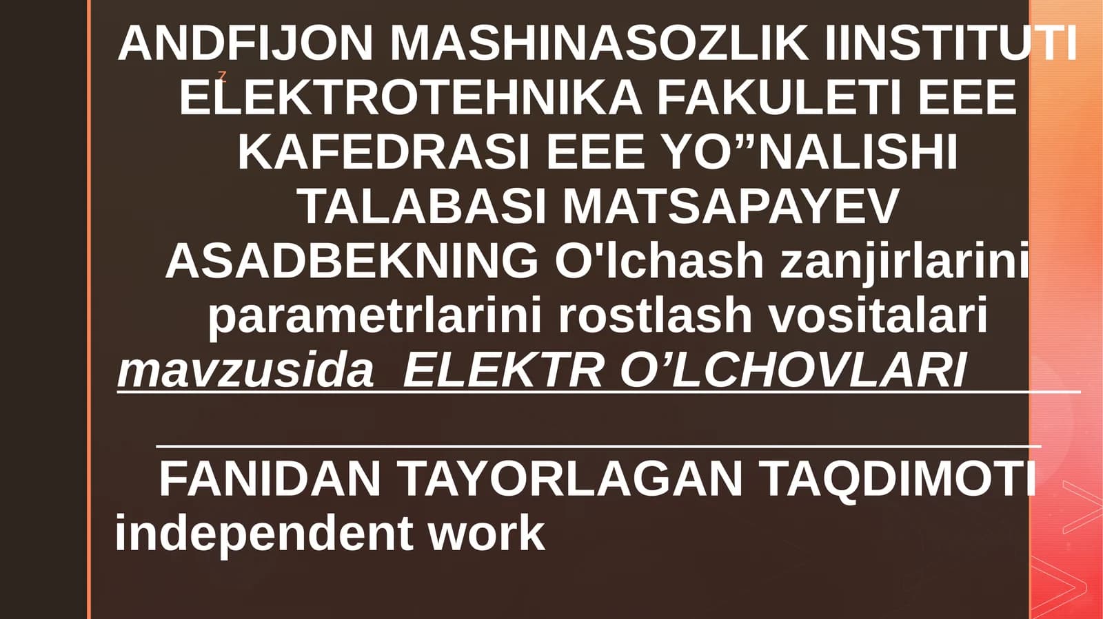 O'lchash va O'lchov Vositalari