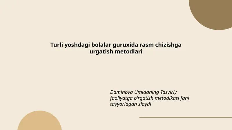 Tasviriy faoliyatga o'rgatish metodikasi