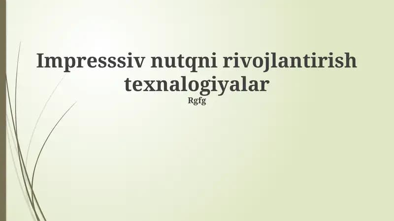 Nutqni rivojlantirish texnologiyalari
