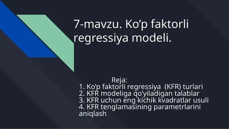 Ko’p faktorli regressiya modeli