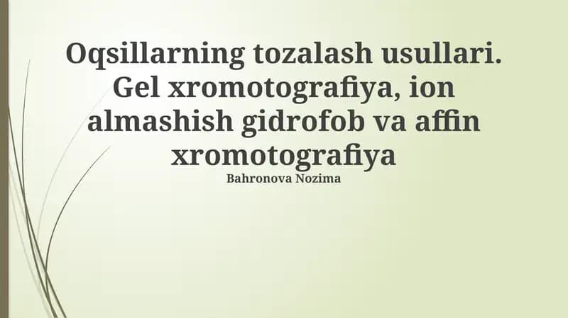 Oqsillarning tozalash usullari