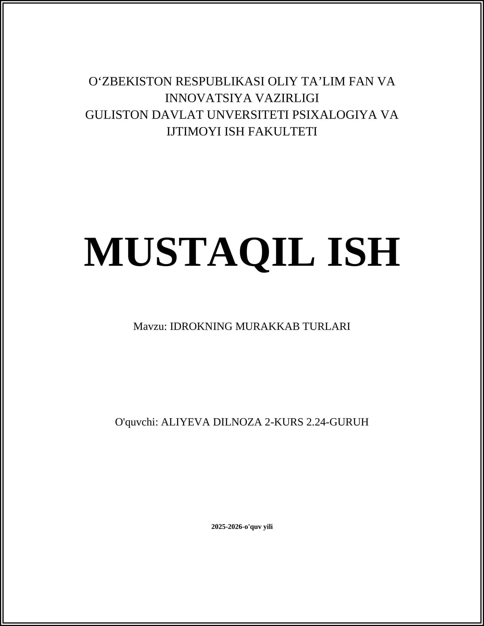IDROKNING MURAKKAB TURLARI