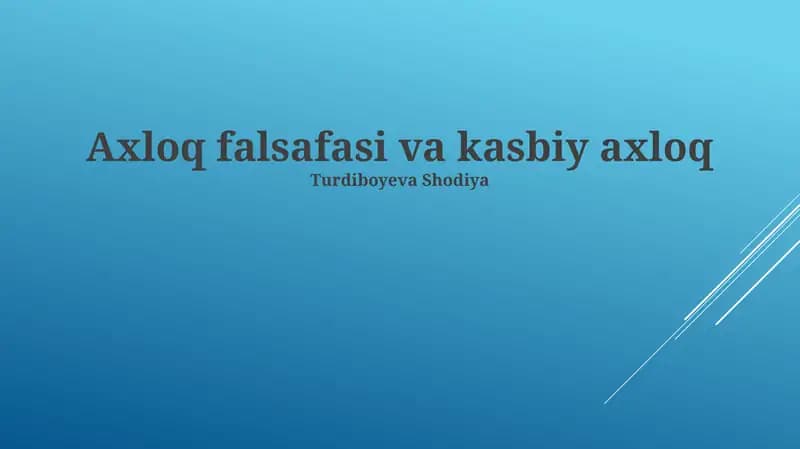 Axloq falsafasi va kasbiy axloq