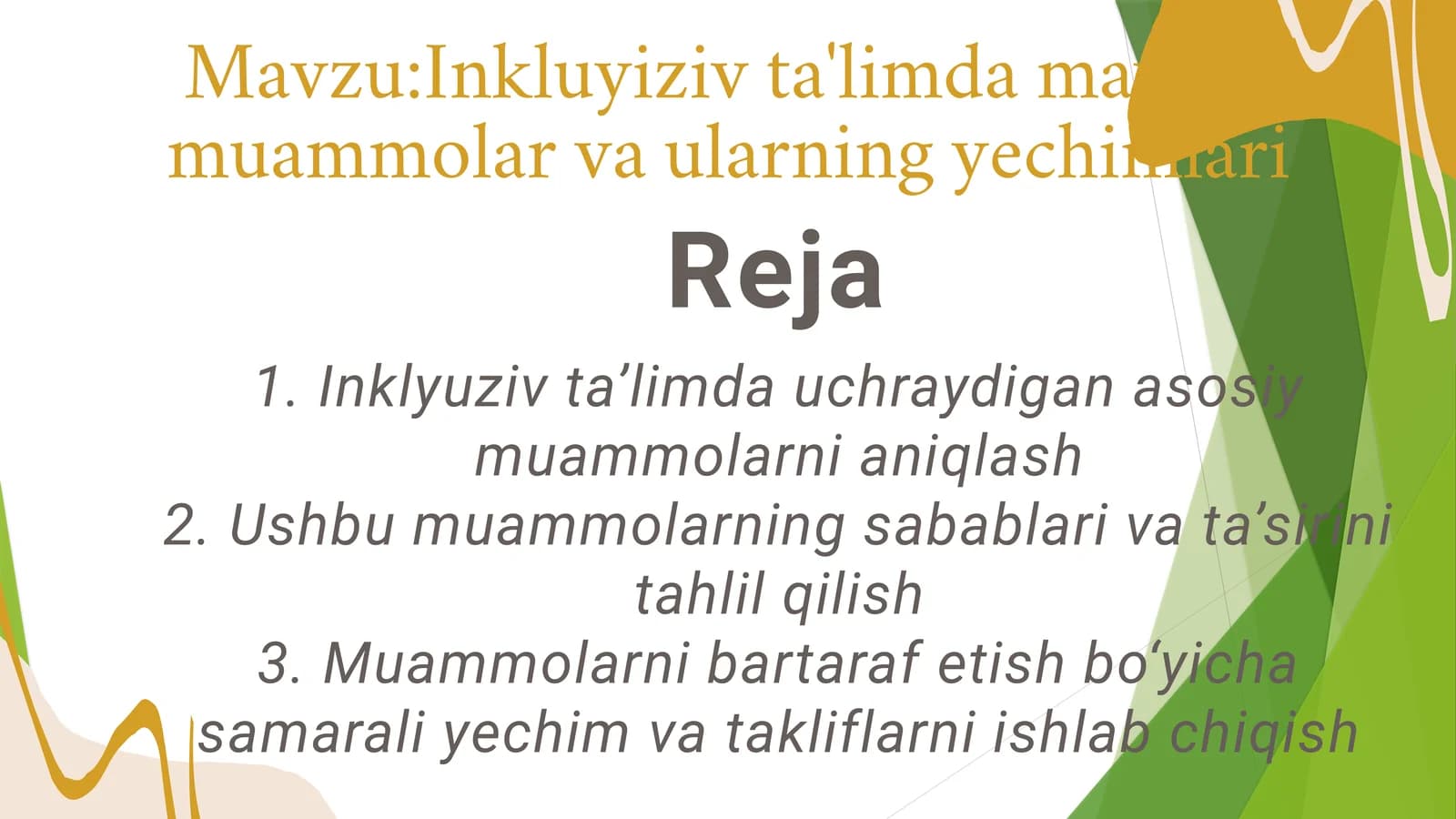 Inklyuziv ta’lim muammolari