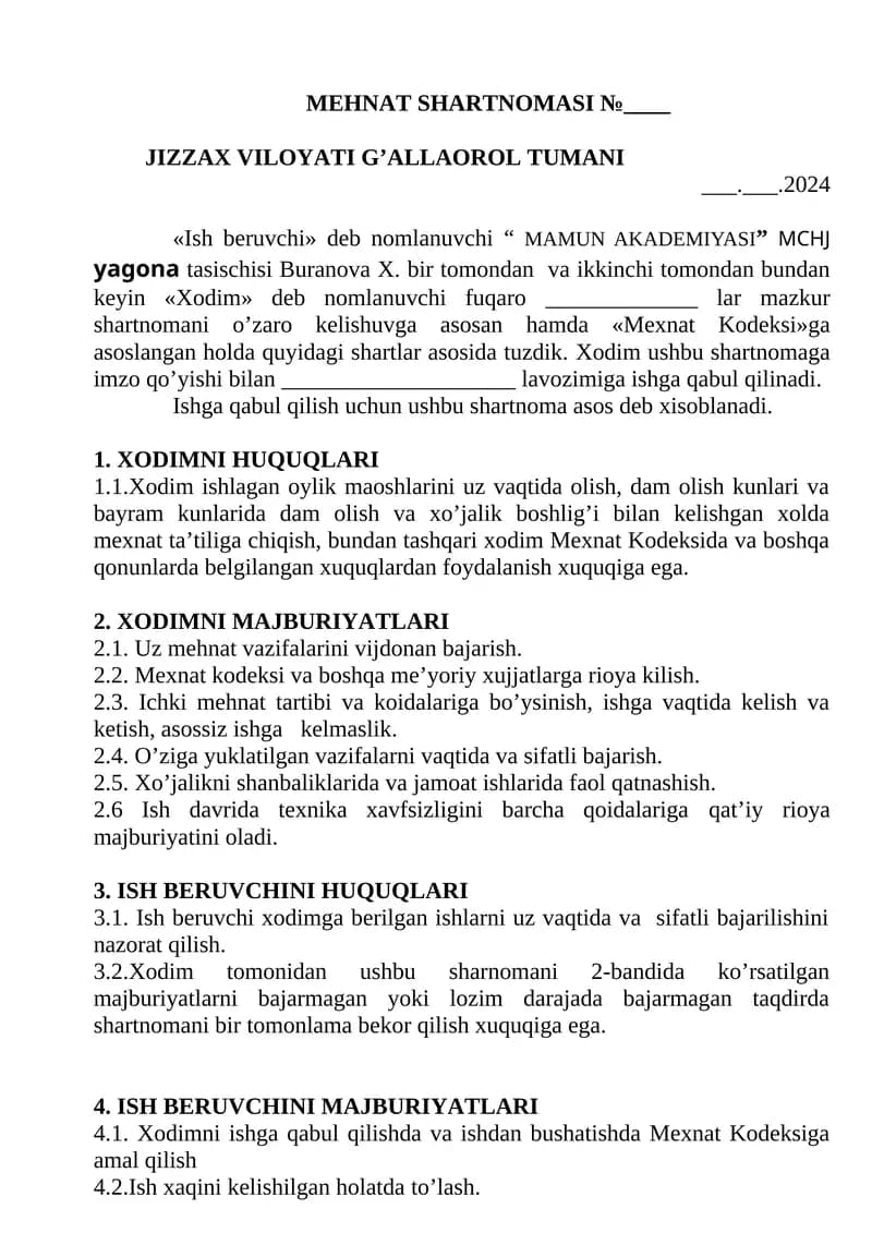 MEHNAT SHARTNOMASI