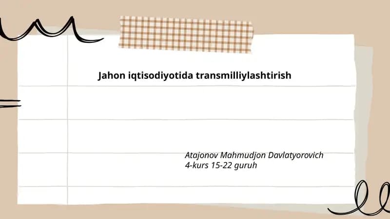 Jahon iqtisodiyotida transmilliylashtirish