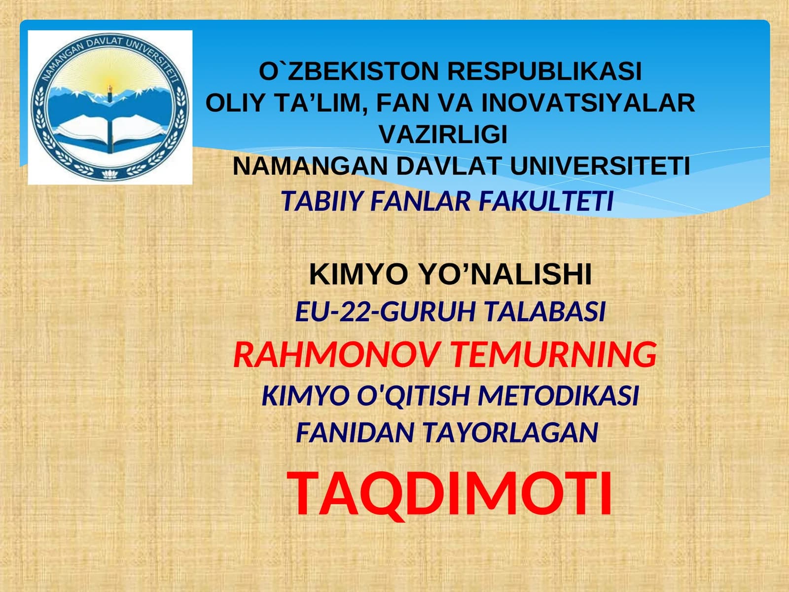 Azot va uglevod guruhchasi. Mineral o'g'itlar mavzusini o'qitish metodikasi.