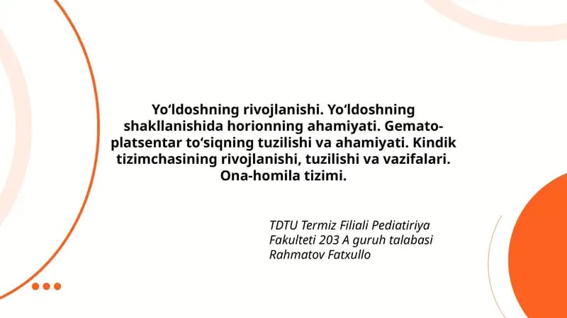 Yoʻldoshning rivojlanishi