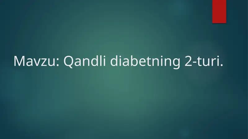 2-tip Qandli diabet