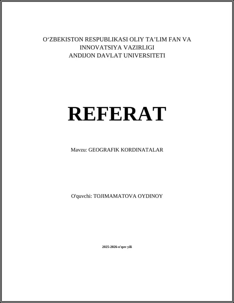 GEOGRAFIK KORDINATALAR