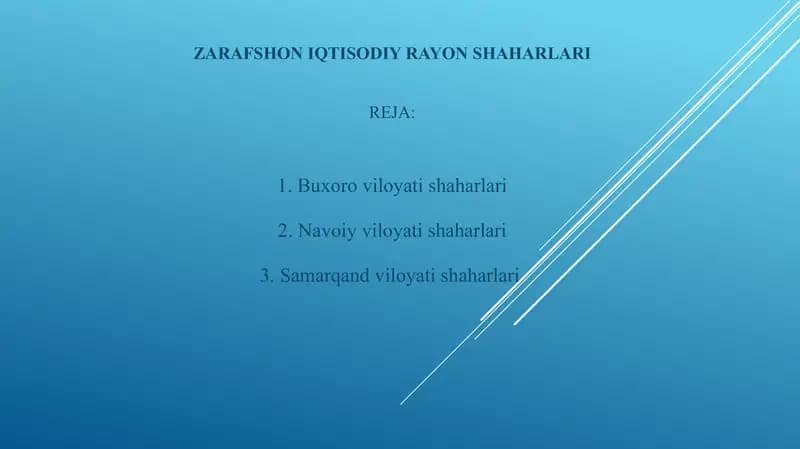 ZARAFSHON IQTISODIY RAYON SHAHARLARI