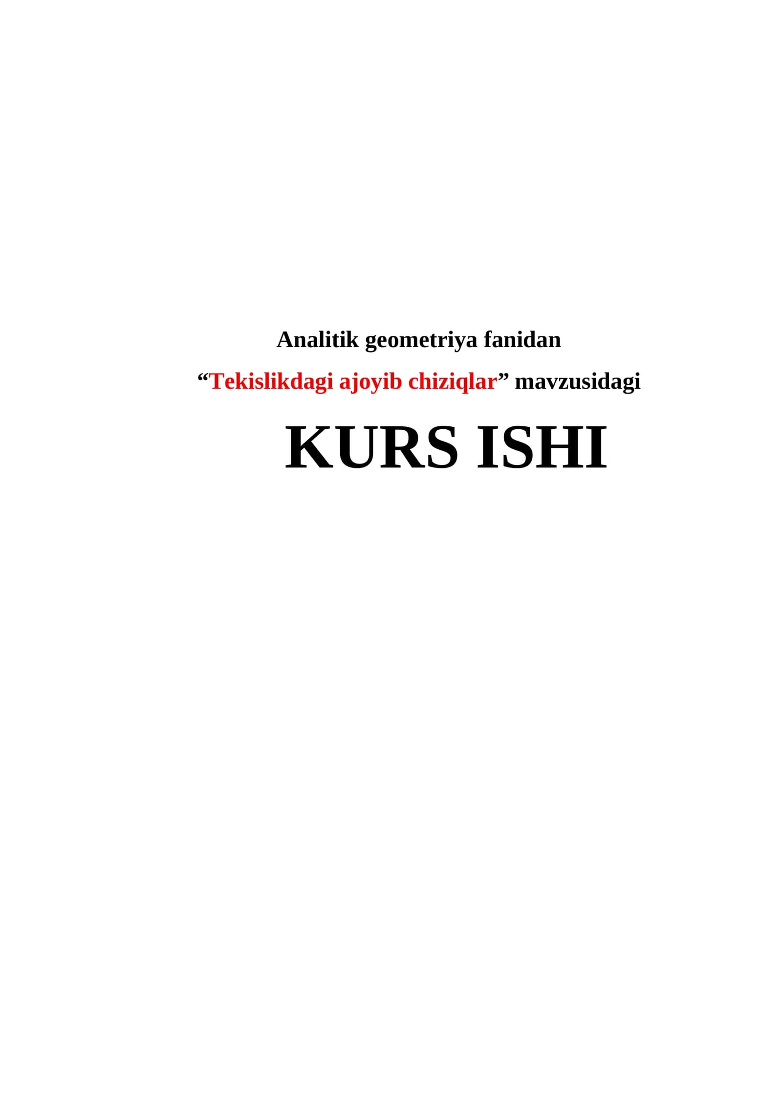 Tekislikdagi ajoyib chiziqlar