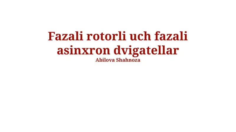 Fazali rotorli uch fazali asinxron dvigatellar