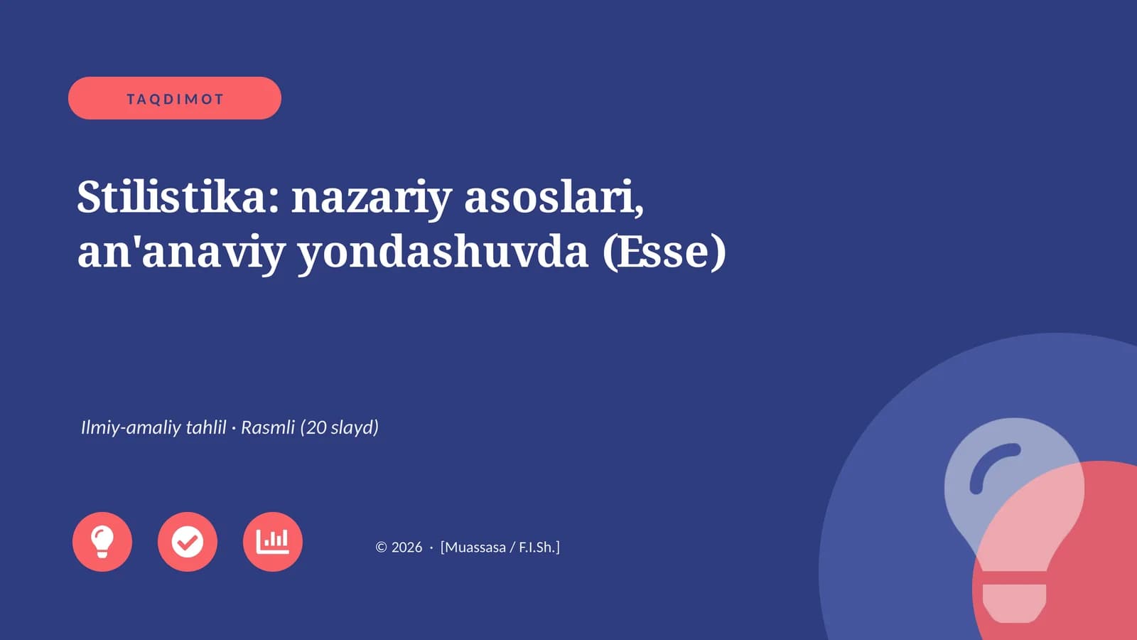 Stilistika: nazariy asoslari, an'anaviy yondashuvda (Esse)