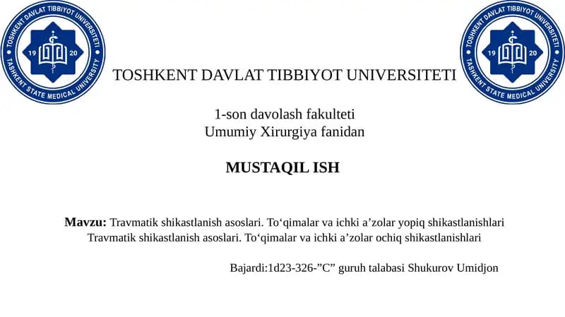 Travmatik shikastlanish asoslari