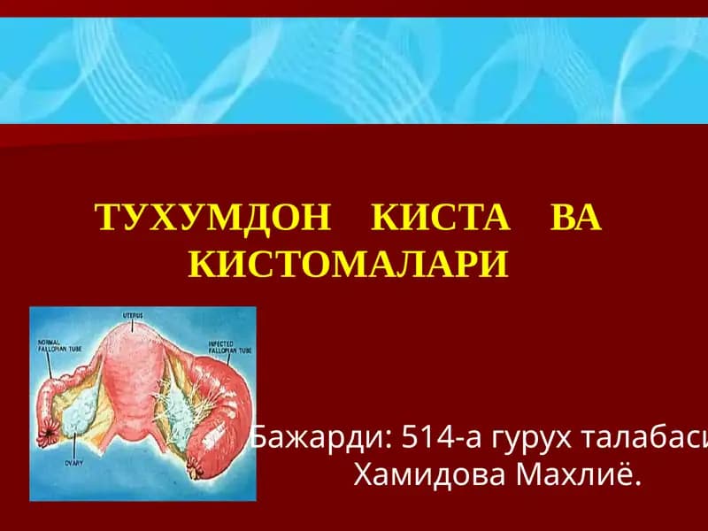 Тухумдон киста ва кистомалари