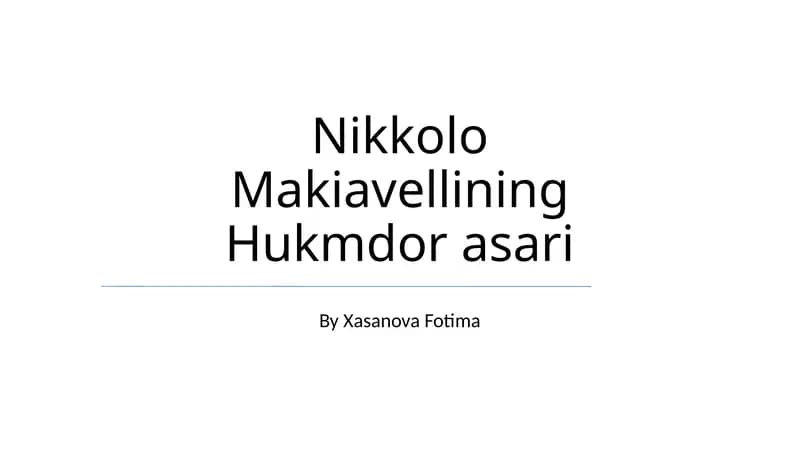 Nikkolo Makiavellining Hukmdor asari