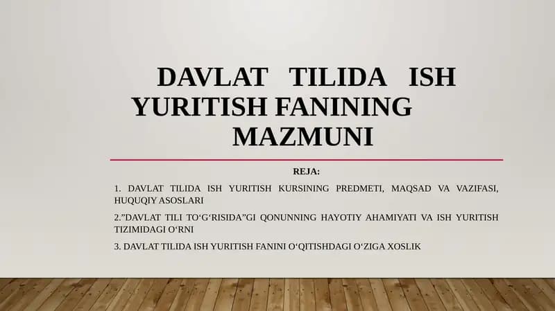 Davlat tilida ish yuritish