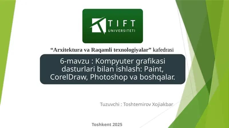 “ArxitekturavaRaqamlitexnologiyalar”kafedrasi
