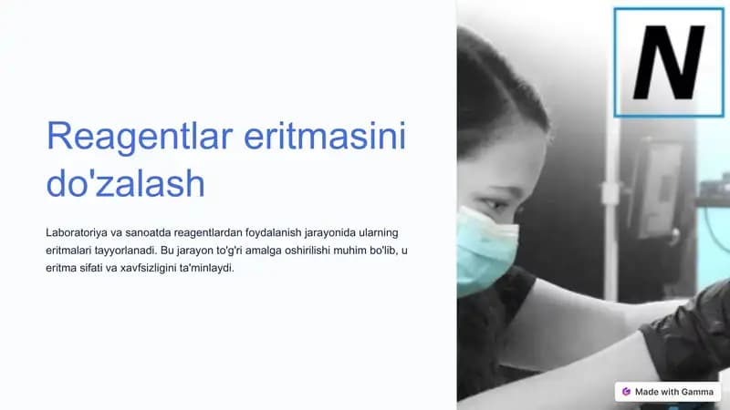 Reagentlar eritmasini do'zalash